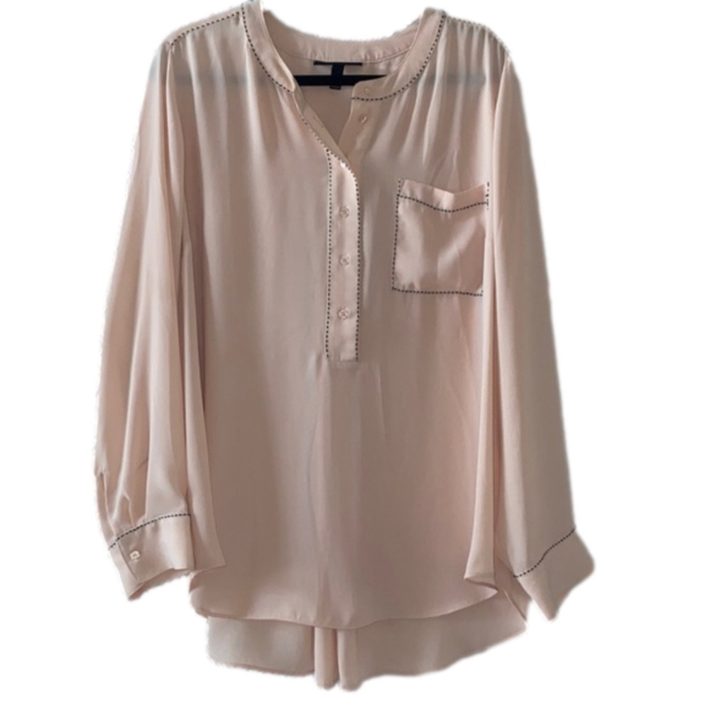 Lane Bryant Half Button Down Sheer Long Sleeve Blouse